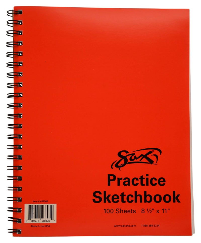 Sax-457568 Spiralbound Practice Sketchbook - 8 1/2 x 11 inches - 100 Sheets per Pad - White - Image 2
